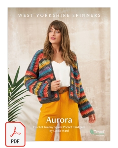 Elements DK - Aurora Crochet Granny Square Pocket Cardigans Pattern (Download)
