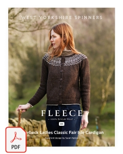 Fleece Jacob DK - Ellerbeck Ladies Classic Fair Isle Yoke Cardigan Pattern (Download)