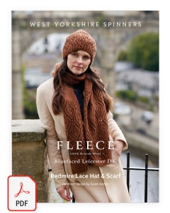 Fleece Bluefaced Leicester DK - Redmire Lace Hat & Scarf Pattern (Download)