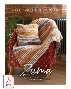 Retreat Super Chunky Roving - Zuma Beginner Striped Blanket & Cushion Pattern (Download)