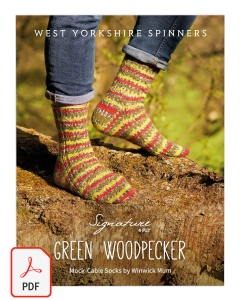 Signature 4ply - Green Woodpecker Sock Pattern (Download)