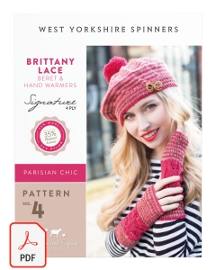 Signature 4ply - Brittany Lace Beret and Hand Warmers Pattern (Download)