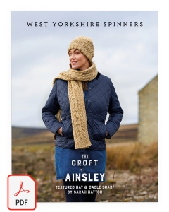 The Croft Aran - Ainsley Adult’s Textured Hat & Cable Scarf Pattern (Download)